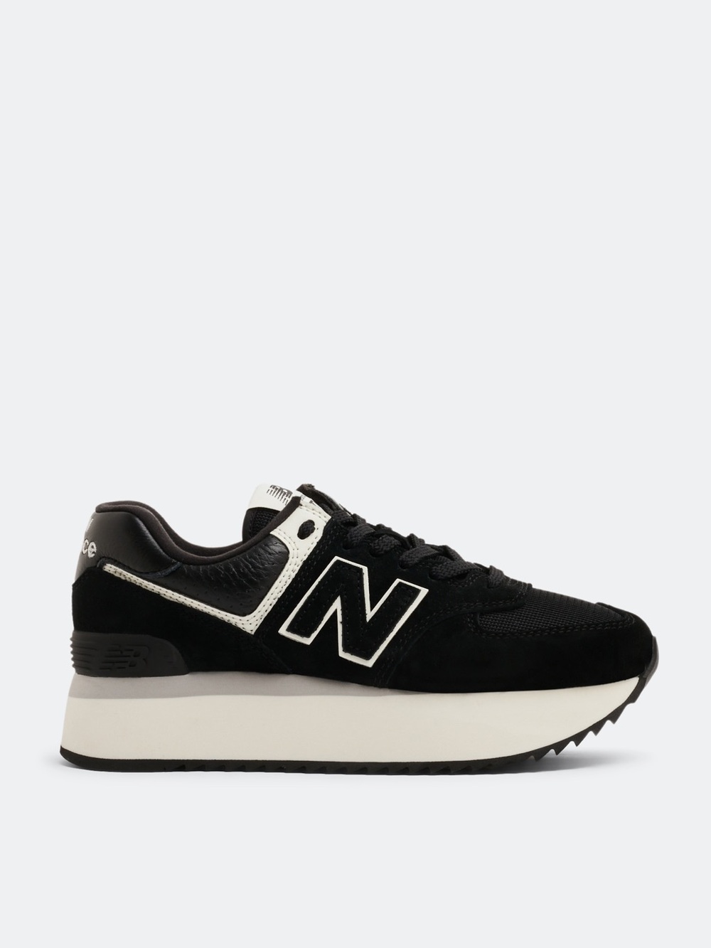 New Balance Women’s Black and Cream Platform 574-Style Sneakers - Picture 3 of 6